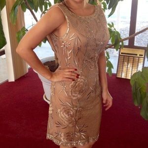 Julian Gold Cocktail dress with detailed beading